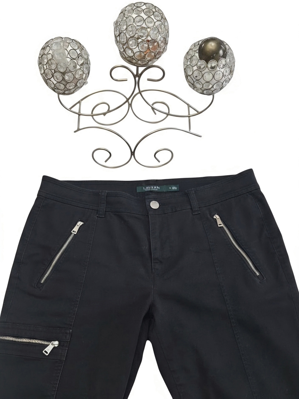 Ralph Lauren Black Lauren Casual Pants with Silver Button